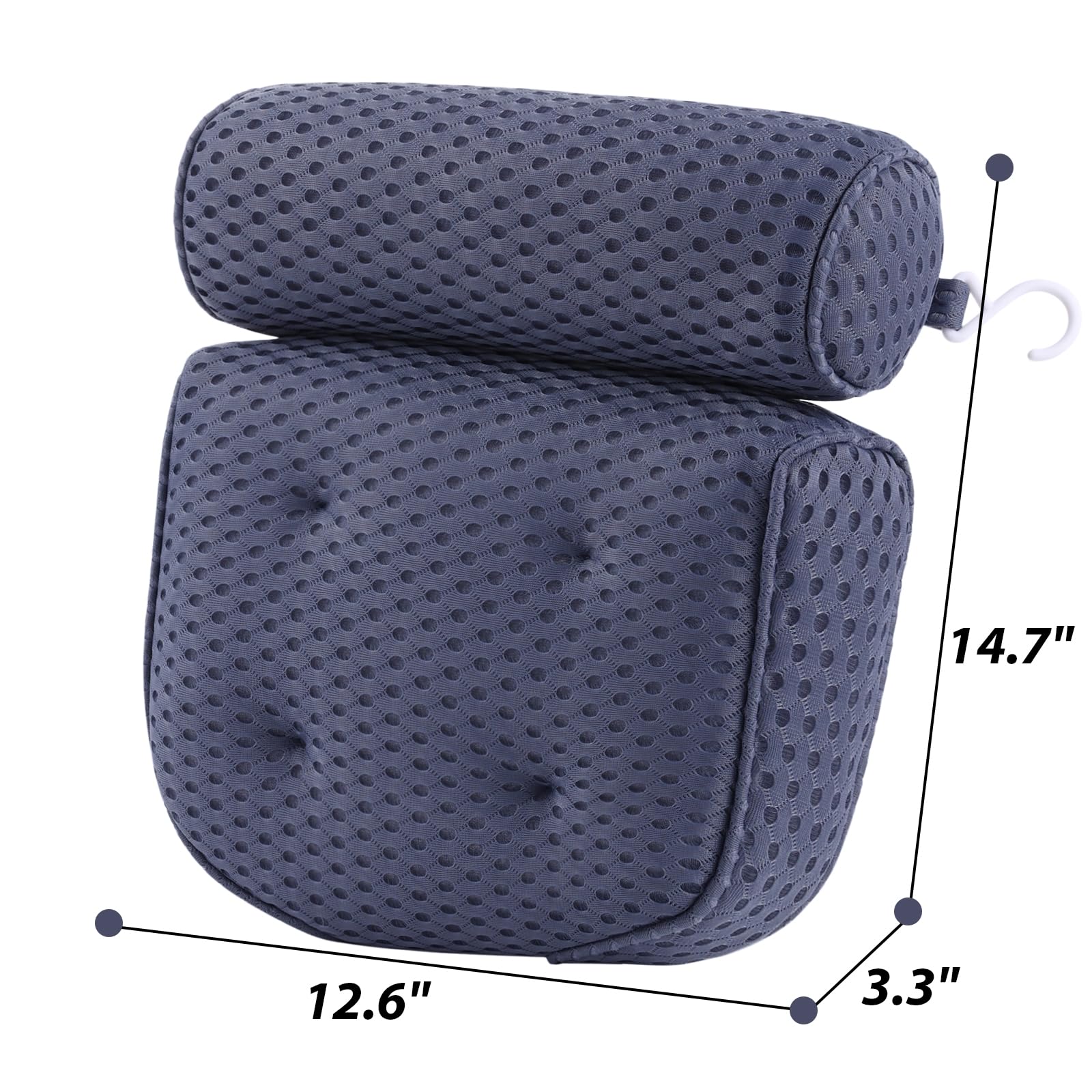 Luxury Bath Pillow for Tub - Head & Neck Support, Soft Spacer Mesh with Suction Cups - Relaxing Spa Experience