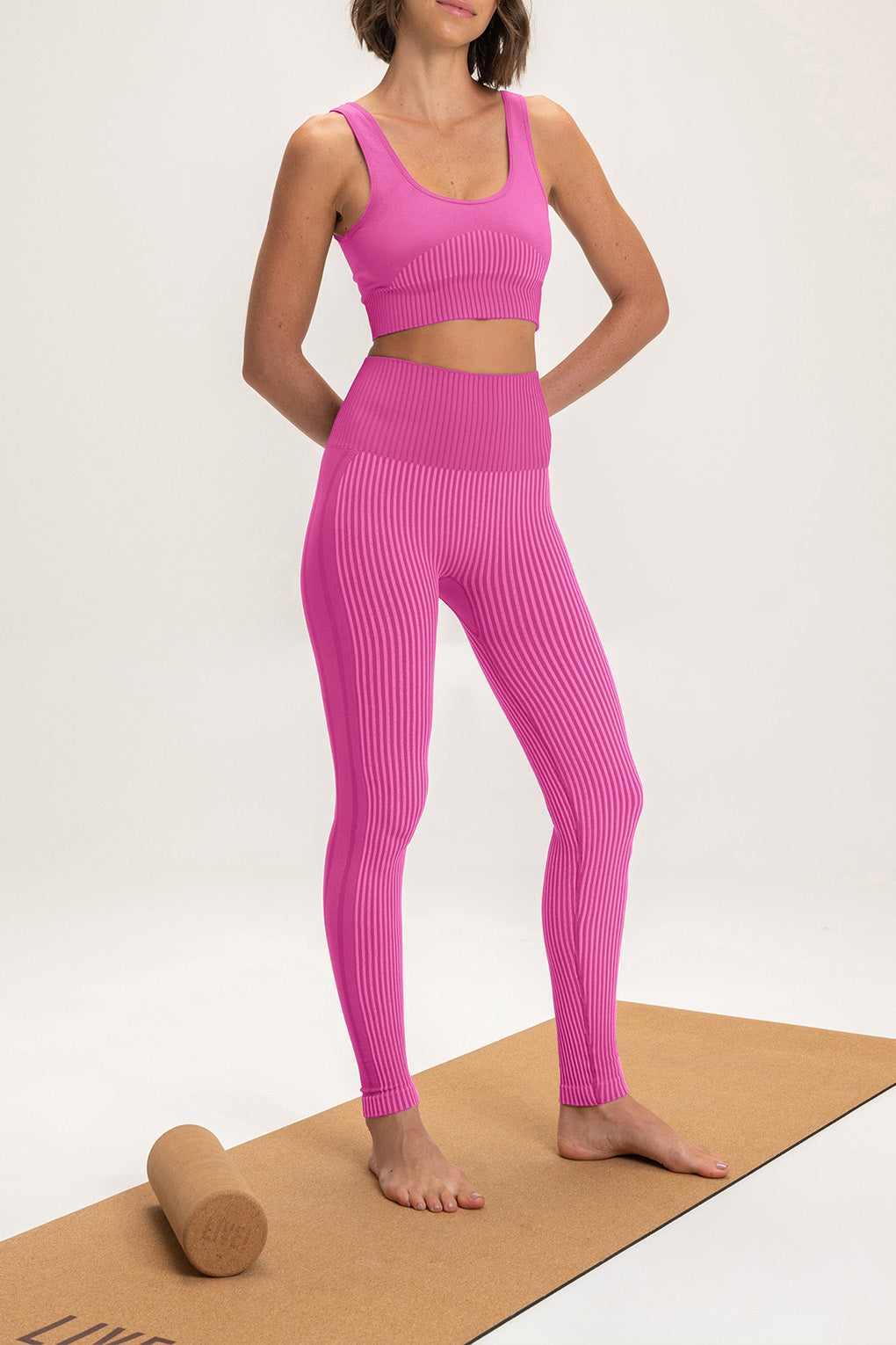 Seamless Rib High Waist Yoga Leggings for Women - Stretchy Workout Pants, Tummy Control Running Tights - Perfect for Gym, Lounge & Everyday Wear
