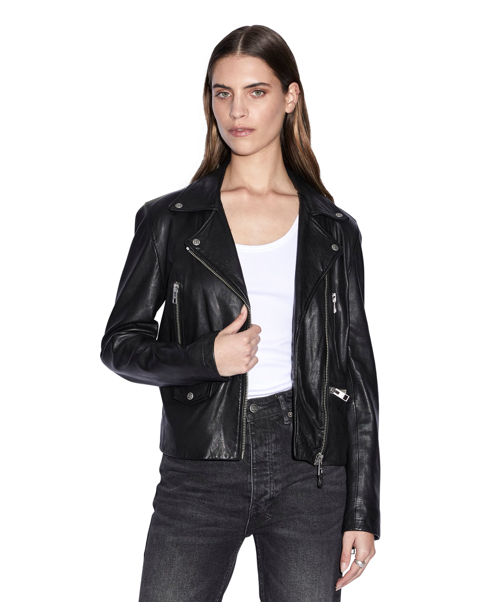 Premium Black Leather Jacket for Men & Women | Stylish & Durable AMPLIFY Jacket | Perfect for Motorcycle Riding, Casual Outfits & Night Out