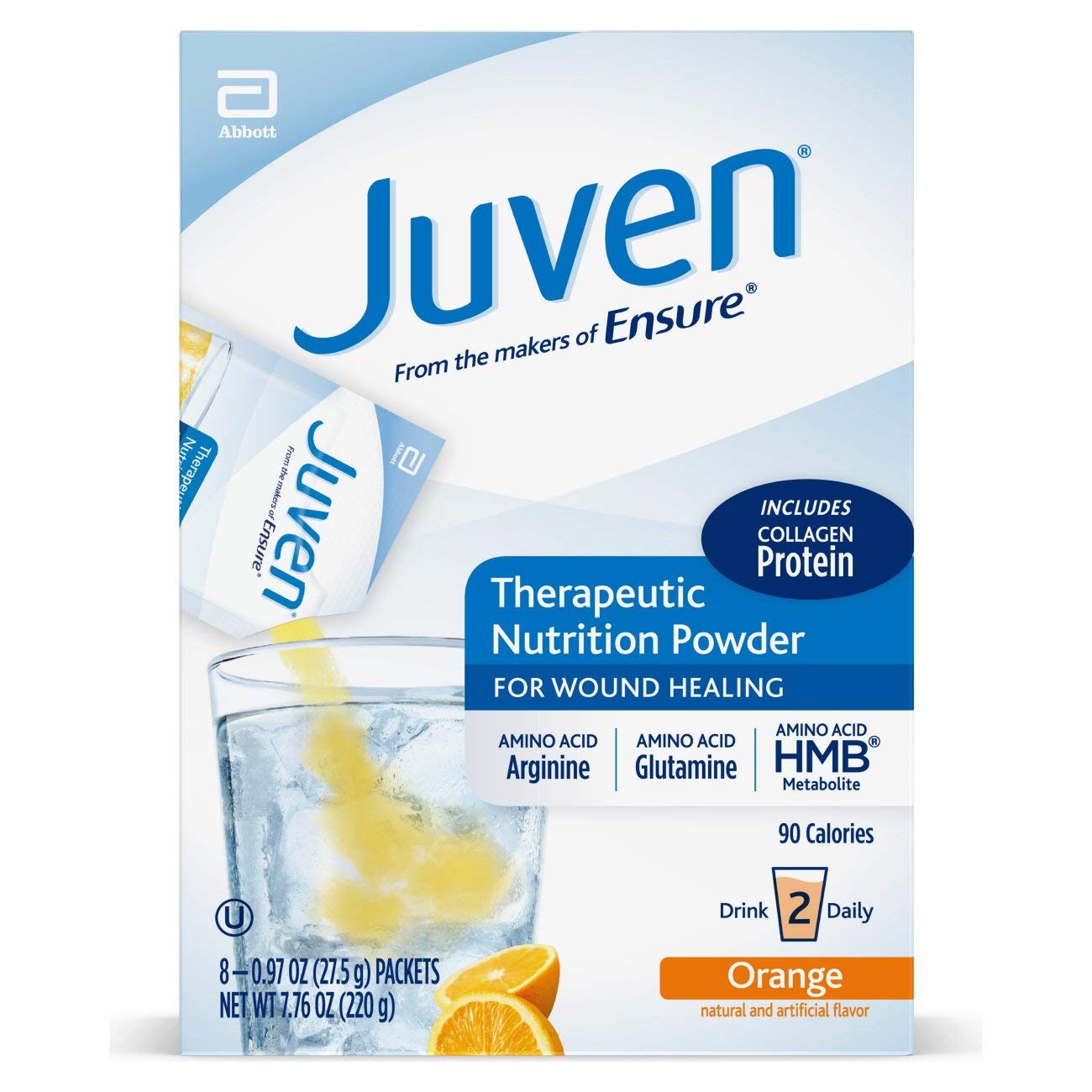 Juven Therapeutic Nutrition Drink Mix Powder for Wound Healing Support with Collagen Protein - Orange Flavor, 48 Packets | Post-Surgery Recovery & Immune System Boost