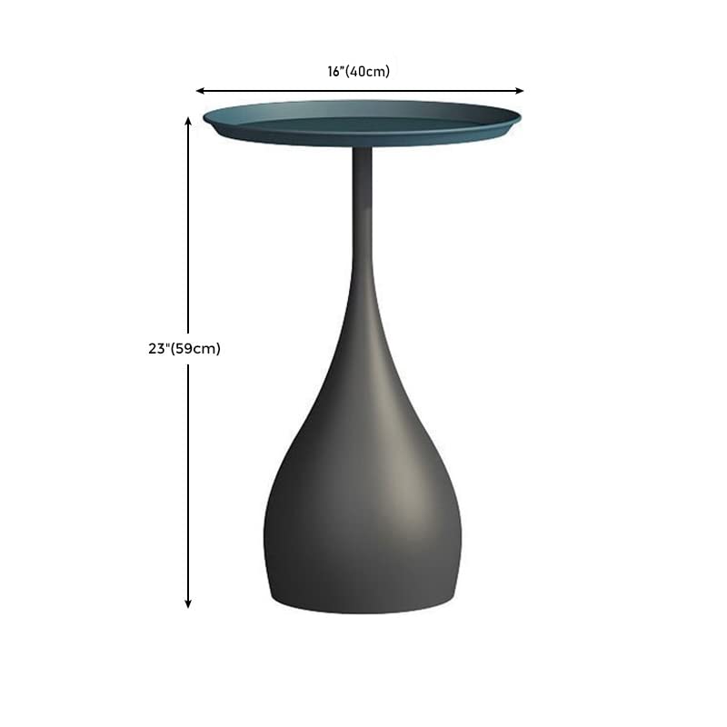 LITFAD 16 Inch Round Metal Coffee Table - Modern Small End Table for Living Room, Bedroom, Patio - Black & Blue Home Furniture for Relaxation & Leisure