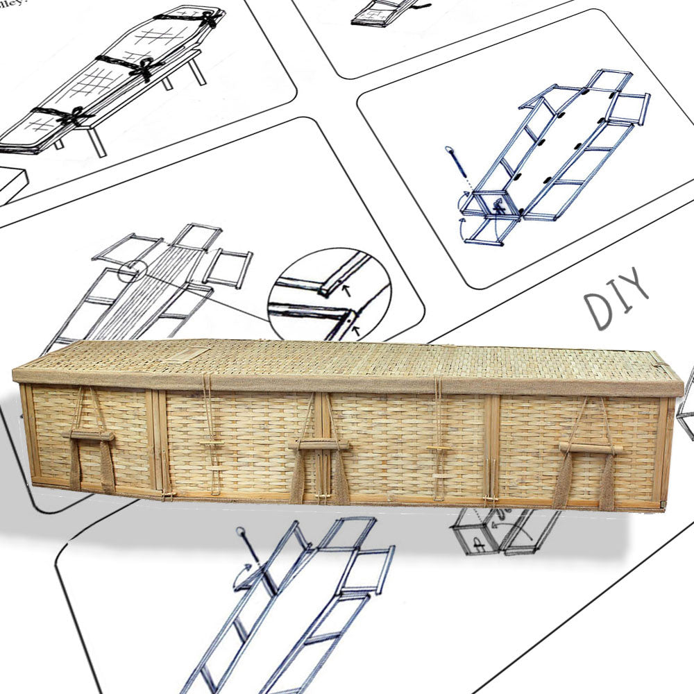 Eco-Friendly Bamboo Coffin - Biodegradable 6-Point DIY Assembly for Burial or Cremation | Sustainable Funeral Casket for Green Burials & Memorial Services