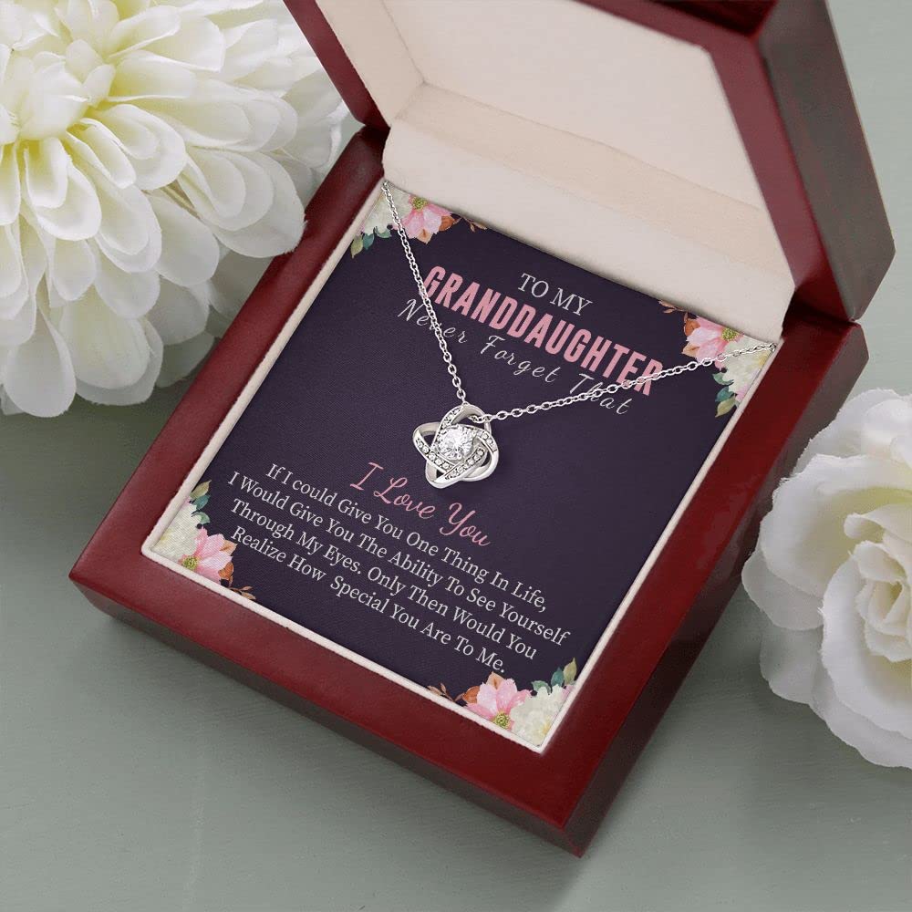 To My Granddaughter Necklace - Sterling Silver Love Knot Pendant Jewelry Gift for Granddaughter from Grandma/Grandpa | Perfect for Birthday, Graduation, Christmas & Wedding | Heartfelt Keepsake for Special Moments