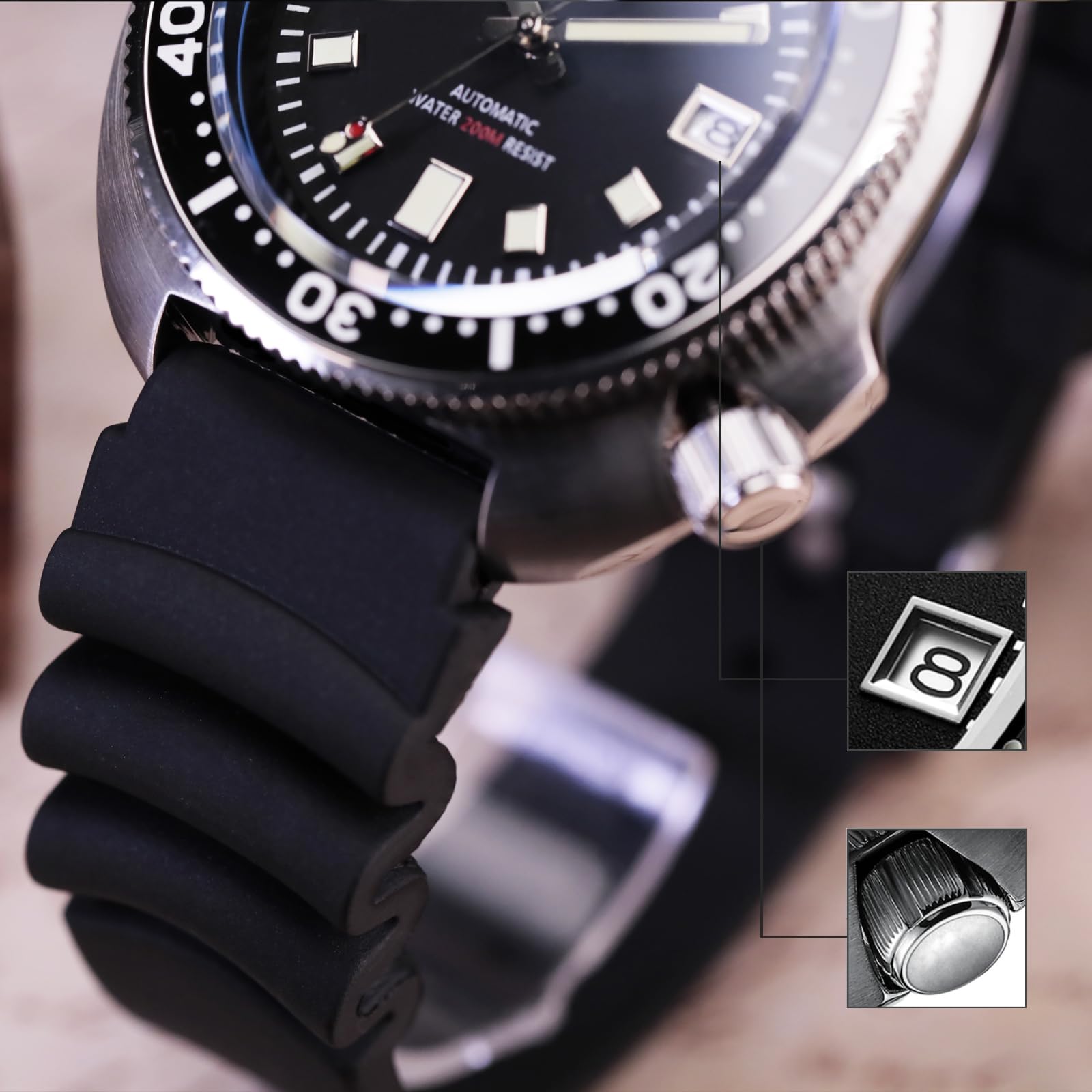 ADDIESDIVE Men's Automatic Diving Watch H8 - Stainless Steel Mechanical Wristwatch with NH35A Movement, Clean Dial & Synthetic Sapphire Crystal - Perfect for Scuba Diving, Swimming and Outdoor Water Sports