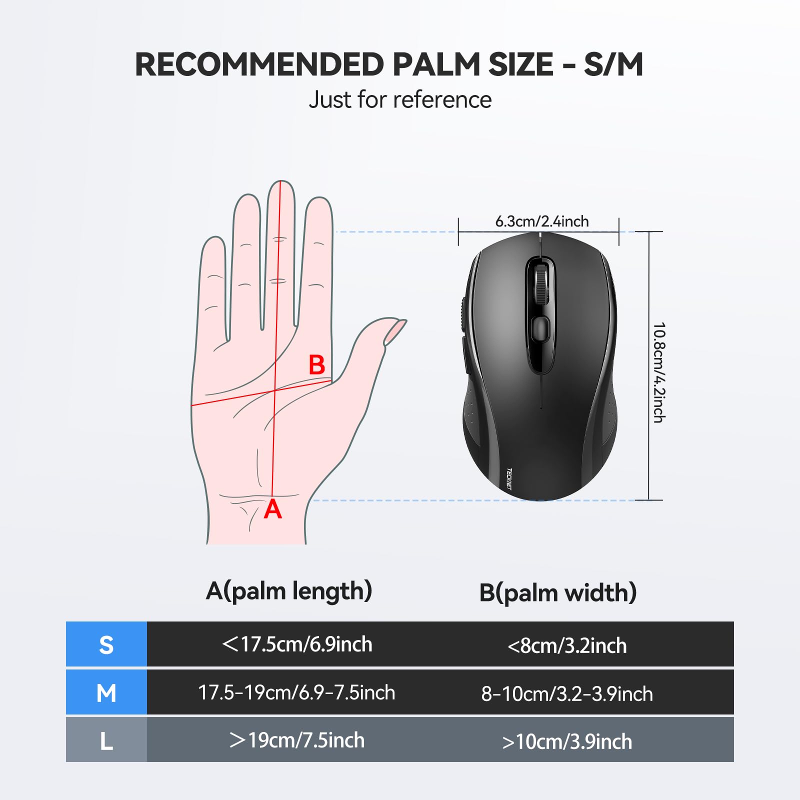 TECKNET Wireless Bluetooth Mouse for MacBook, 2-in-1 (BT 5.0 + 2.4G USB), 4000DPI Rechargeable Mouse - Compatible with Chromebook, Windows PC/Laptop - Black - Perfect for Office, Home & Travel Use
