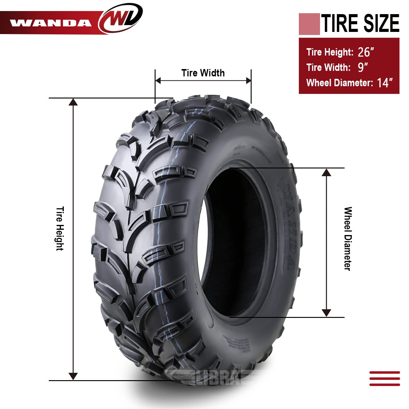 **LIBRA Set of 2 ATV/UTV Tires 26x9-14 6PR All-Terrain Tires for Off-Road, Mud, Sand & Trail Riding – Heavy-Duty Performance for ATVs, UTVs & Side-by-Sides**