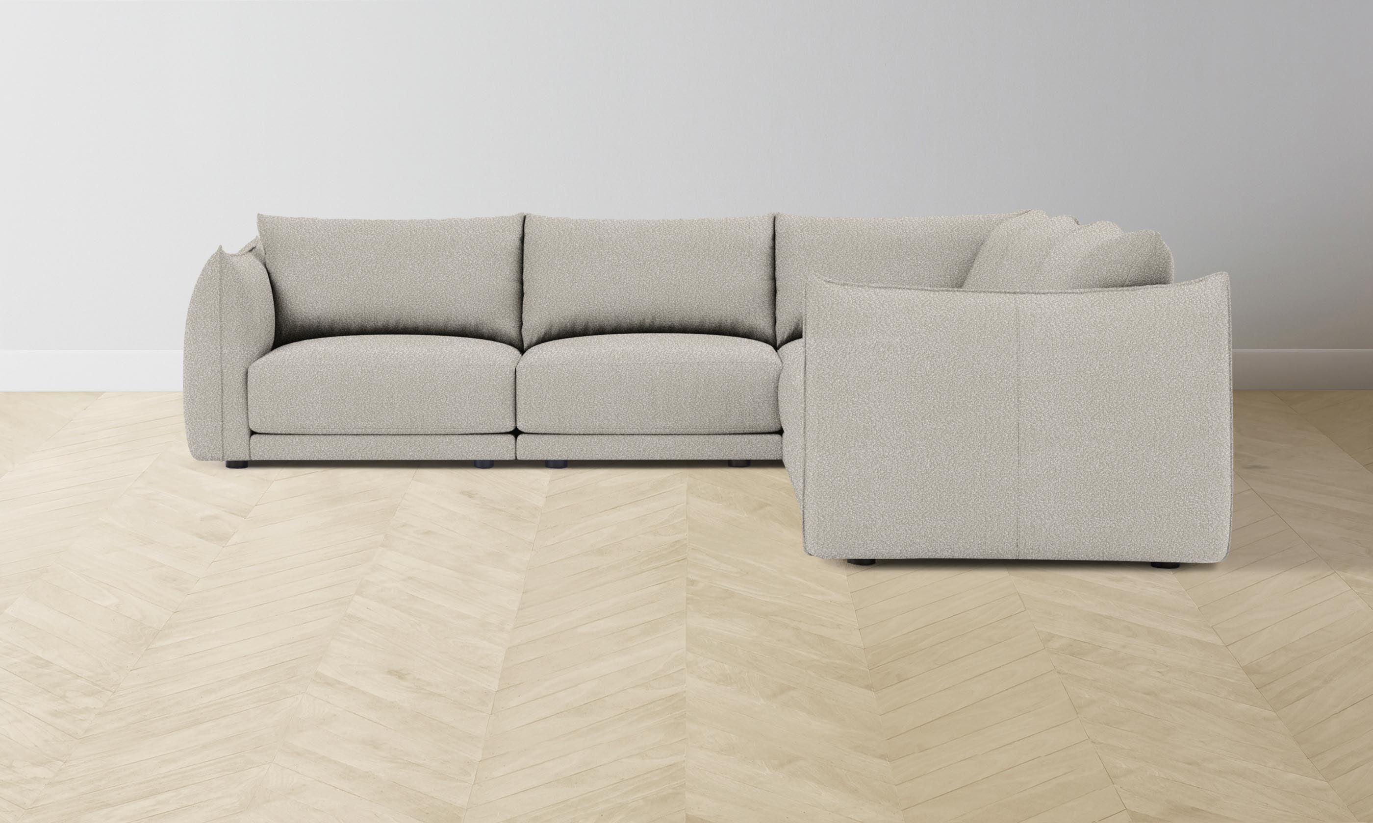 Luxury Jones Modular Sectional Sofa with Italian Bouclé Fabric in Fossil Color - Perfect for Modern Living Room & Home Theater Seating