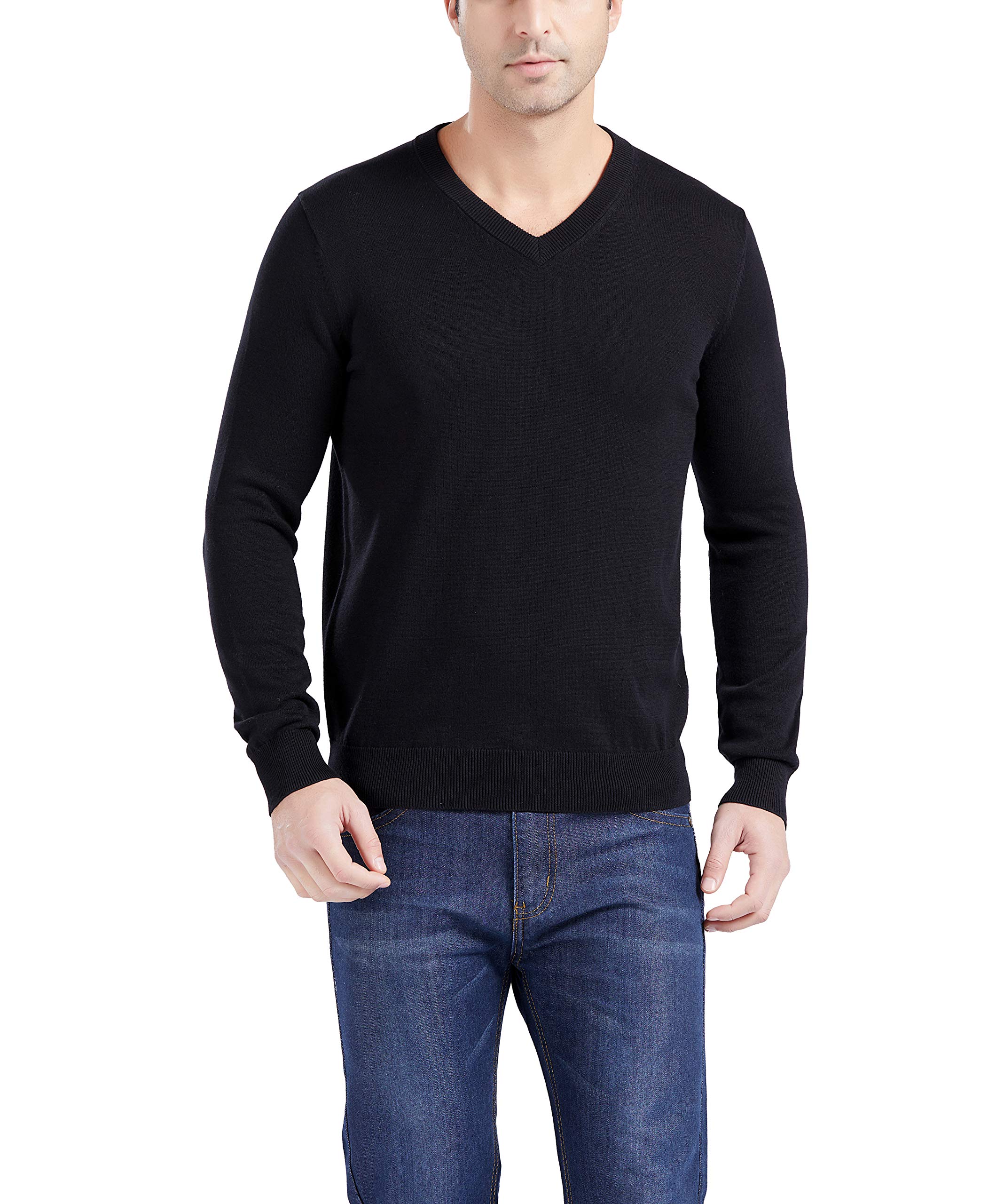 100% Cotton V-Neck Sweater for Men - Soft & Comfortable Pullover - Black Casual Knit Sweater - Perfect for Fall & Winter Outfits, Office Wear & Date Nights