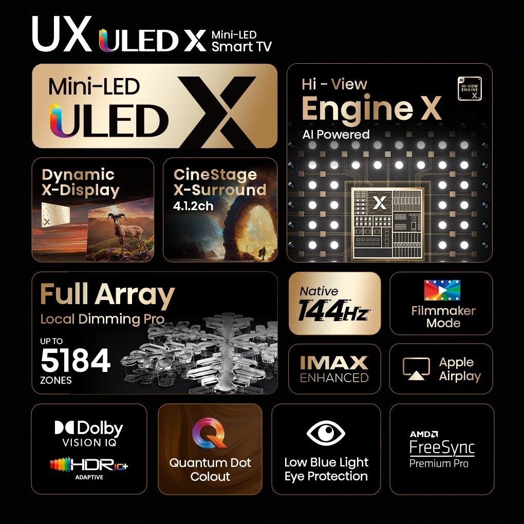 Hisense UX Mini LED ULED X 85 Inch 4K UHD Smart Android TV with Dolby Vision - Perfect for Home Theater & Gaming Entertainment