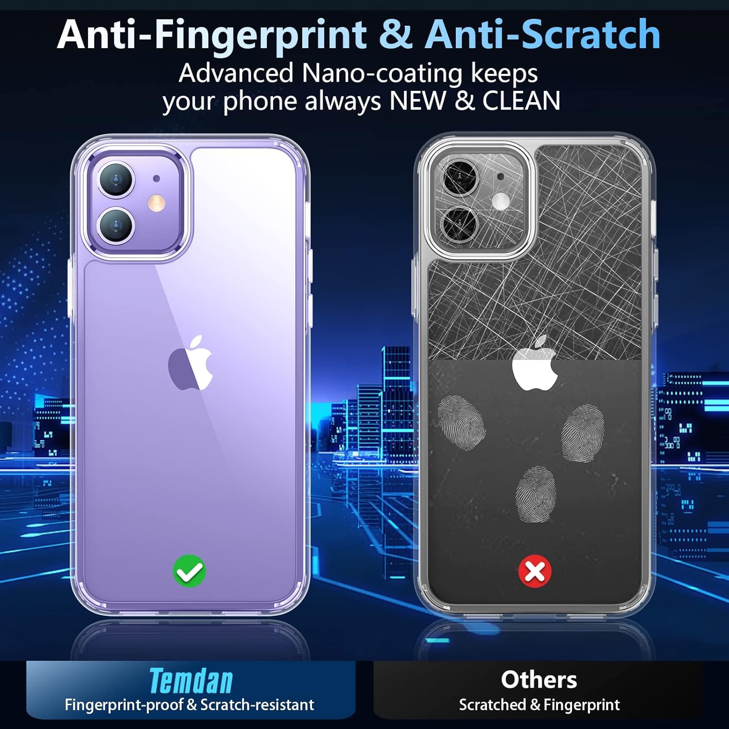 Temdan Clear Protective Case for iPhone 12 & iPhone 12 Pro - Slim Fit, Scratch Resistant, Military Grade Drop Protection - Perfect for Everyday Use, Travel & Outdoor Activities