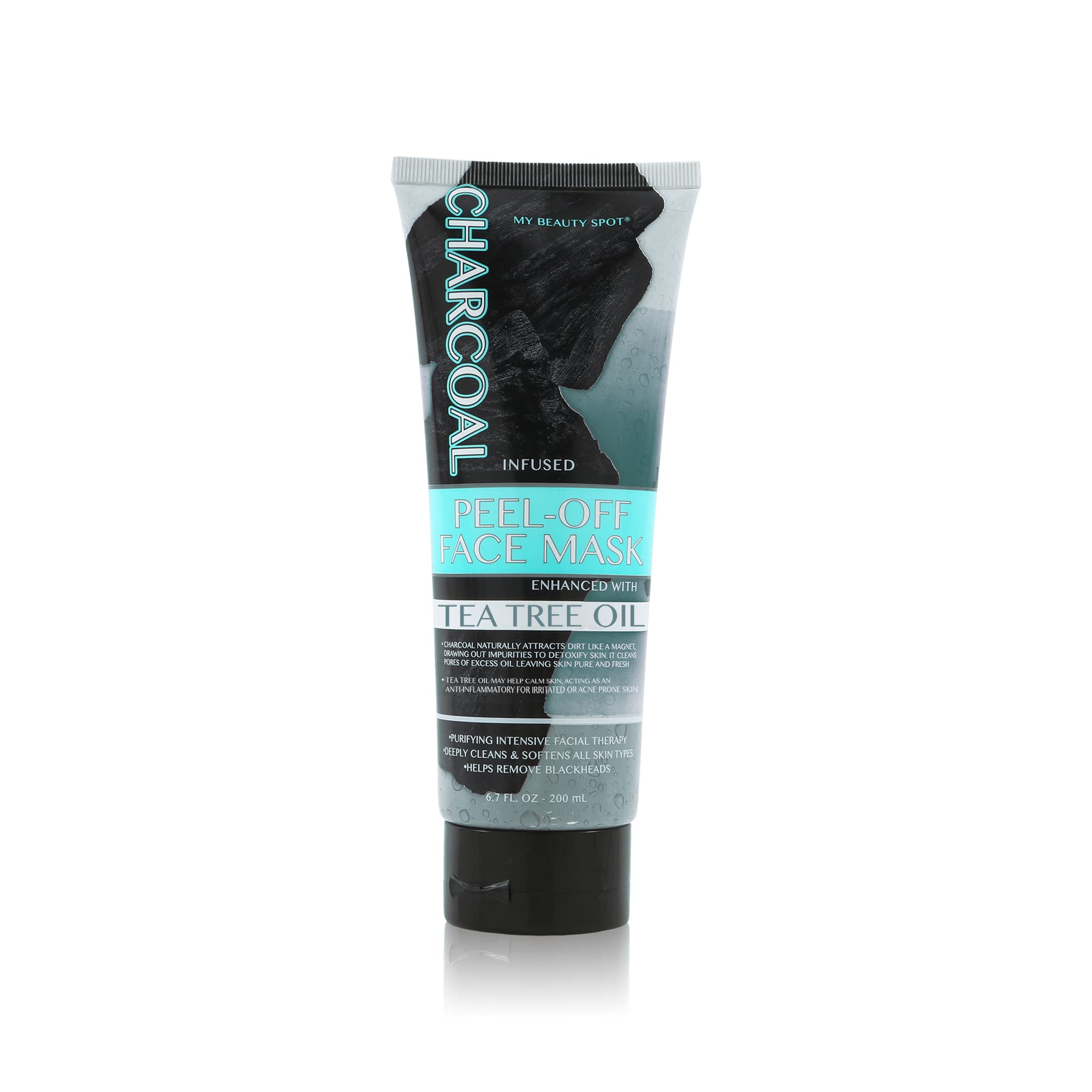 My Beauty Spot Charcoal Peel-Off Face Mask with Tea Tree Oil - Deep Cleansing Blackhead Remover & Pore Minimizer for Glowing Skin (6.7oz) - Perfect for Acne-Prone Skin & Weekly Detox Routine