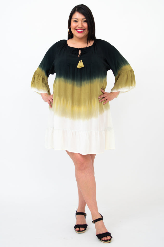 Ellie Dress - Black Dip Dye Flowy Midi Dress for Women | Perfect for Casual Outings, Date Nights & Summer Vacations