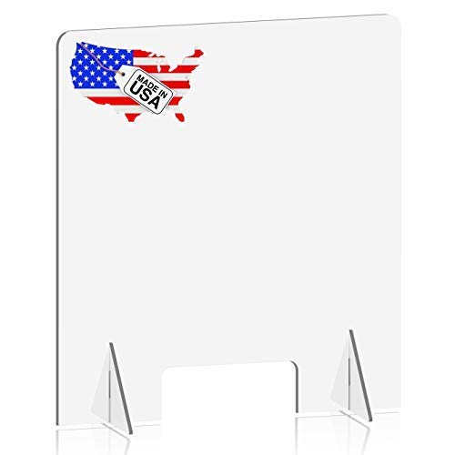 Clear Acrylic Sneeze Guard Shield - Freestanding Plexiglass Barrier for Desk, Counter & Table Protection | Perfect for Offices, Restaurants & Retail Stores | Transparent Safety Screen for Social Distancing