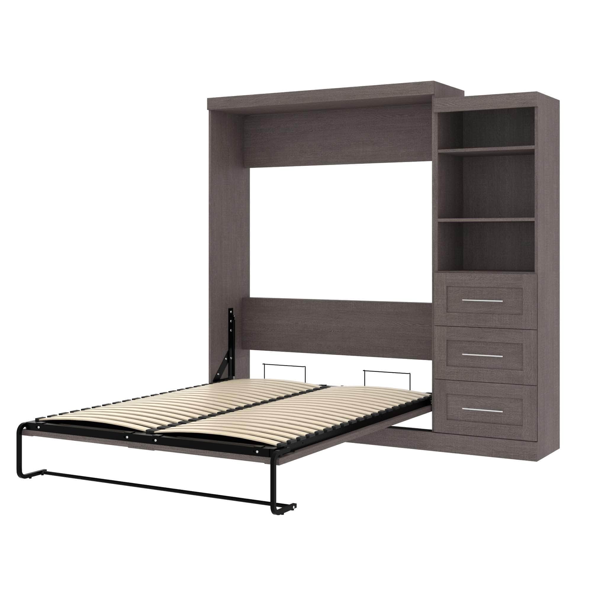 Queen Murphy Wall Bed with Storage Drawers - Space-Saving Foldable Bed for Small Rooms, Apartments & Guest Rooms (90