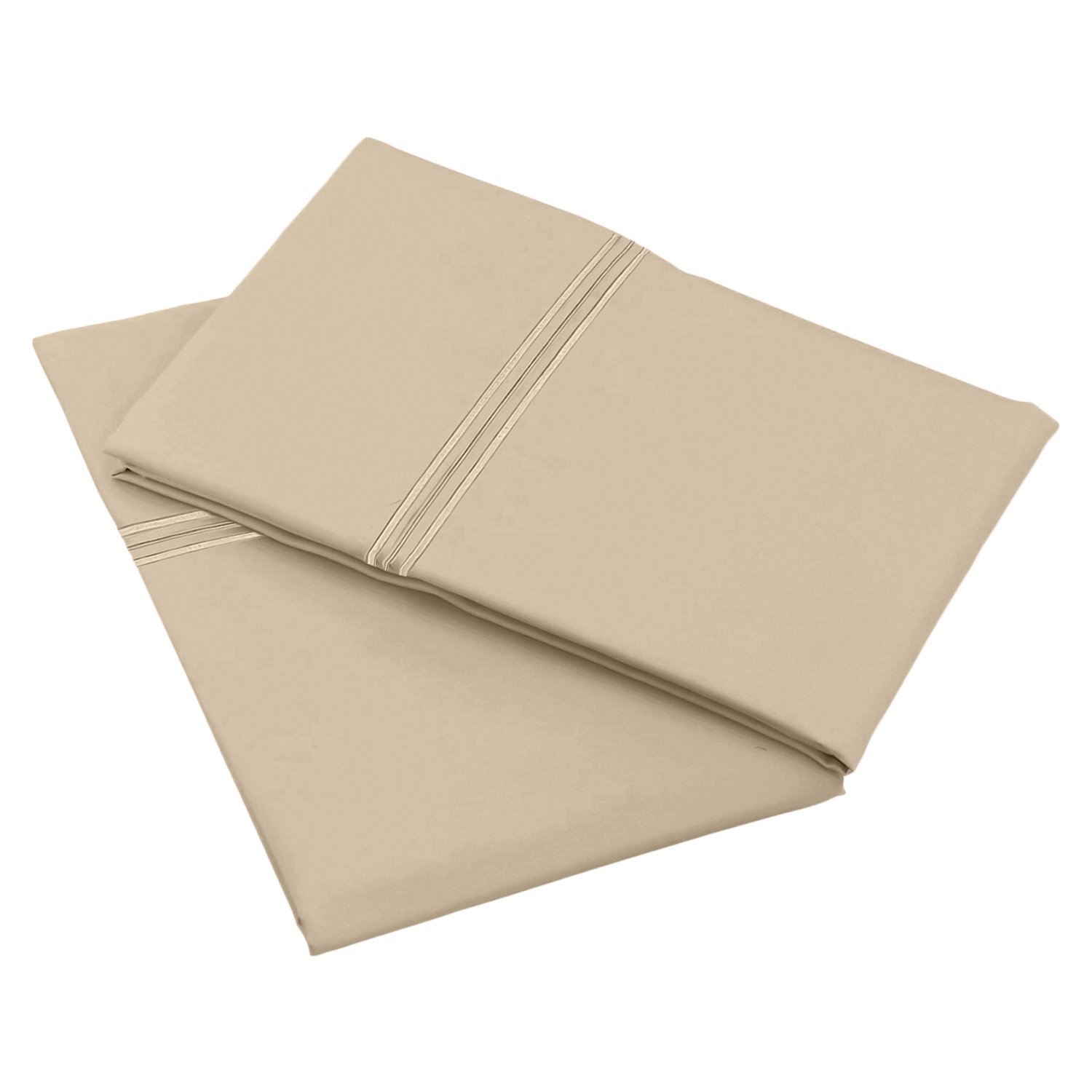 Premium Ultra Soft Microfiber Pillowcases Queen Size Set of 2 - Envelope Closure Standard Pillow Covers in Beige Cream - Perfect for Bedroom, Hotel, and Guest Room Comfort