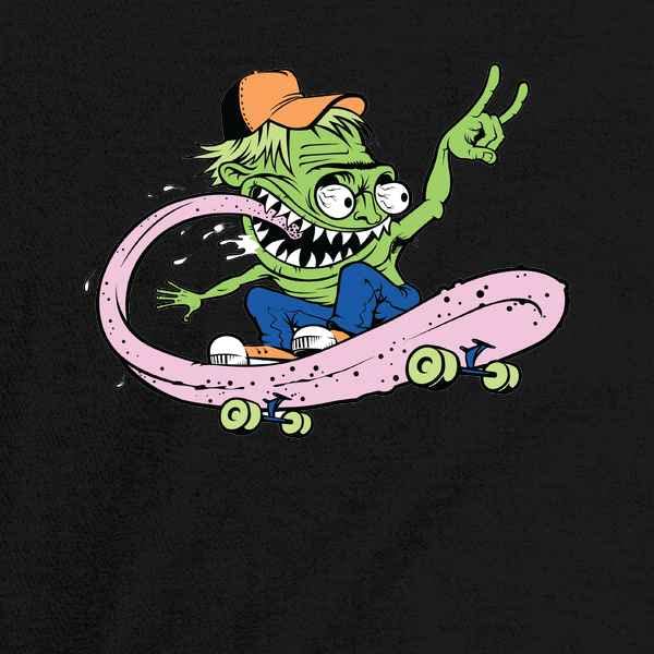 Pop Threads Men's Retro Monster Graphic Skateboard T-Shirt - Cool Funny Vintage Design for Skateboarding & Casual Wear