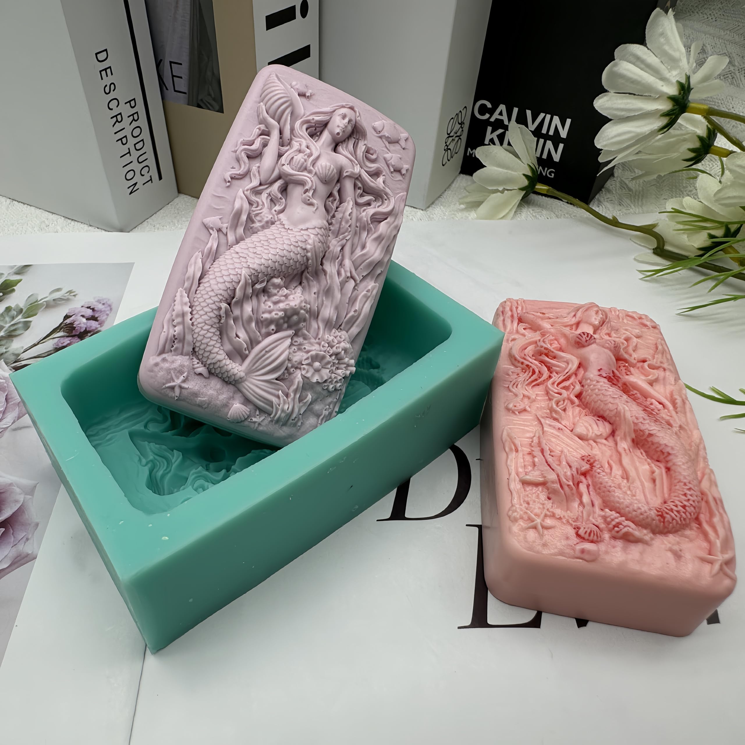 Premium Silicone Mermaid & Fish Soap Molds - DIY Handmade Soap, Lotion Bars, Bath Bombs & Resin Art Craft Molds - Perfect for Spa Gifts, Home Decor & Kids Crafts
