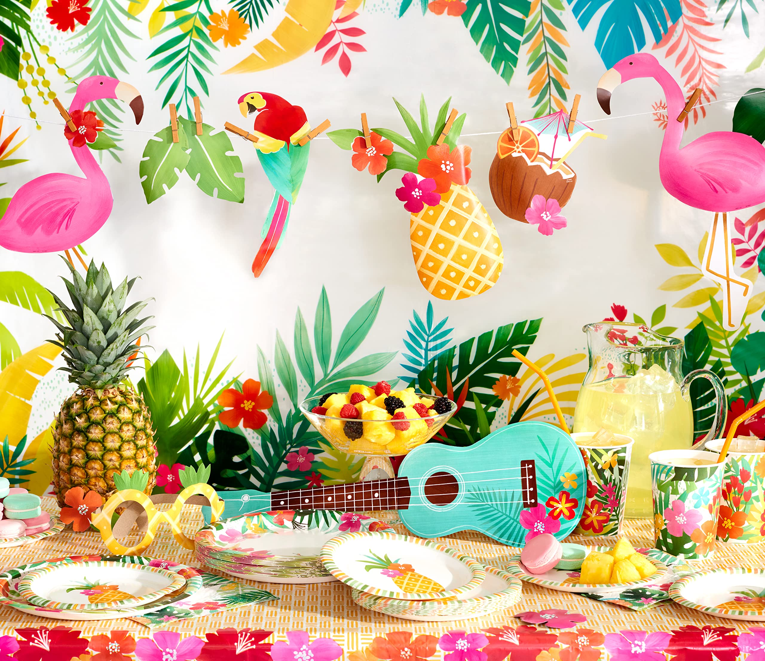 Tropical Luau Party Supplies - 22-Piece Set for BBQs & Summer Parties
