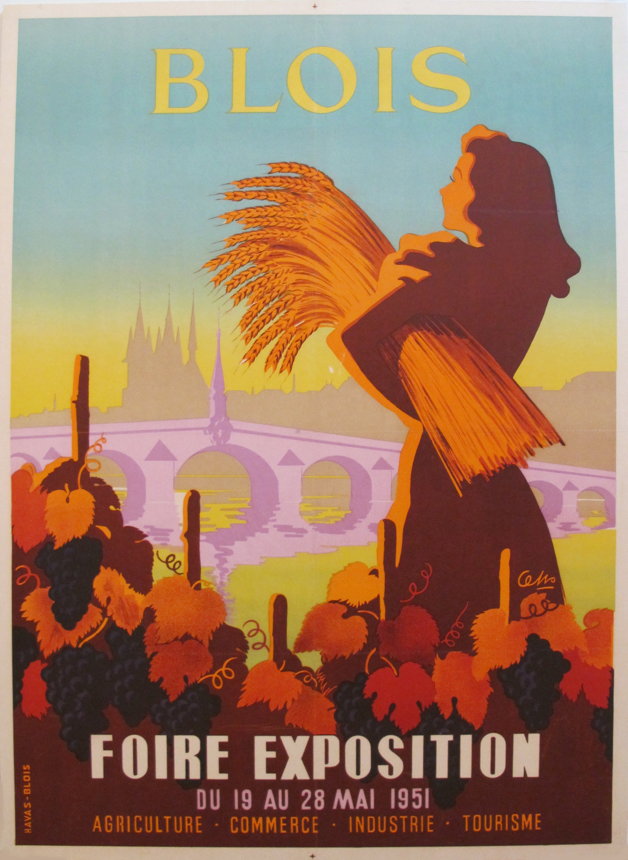 Vintage 1951 Original French Festival Poster - Foire Exposition Blois Retro Art Print for Home Decor, Office & Gift Ideas | Perfect for Wall Art, Collectors & Vintage Enthusiasts