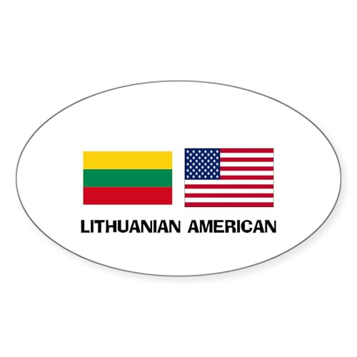White - Lithuanian American Oval Sticker