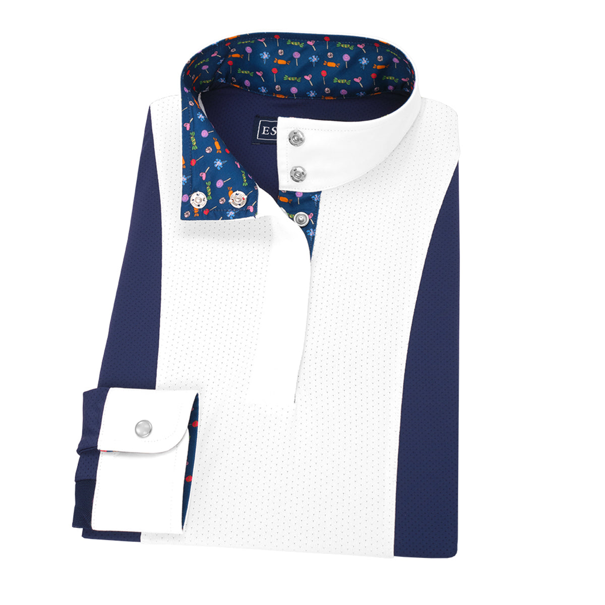 Essex Classics Girls' Luna Performance Long Sleeve Show Shirt - Equestrian Riding Competition & Horse Show Top for Young Riders