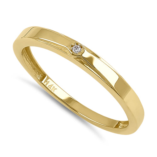 14K Solid Yellow Gold Cubic Zirconia Band Ring for Women - Elegant & Dainty Jewelry for Everyday Wear, Gift Giving & Special Occasions