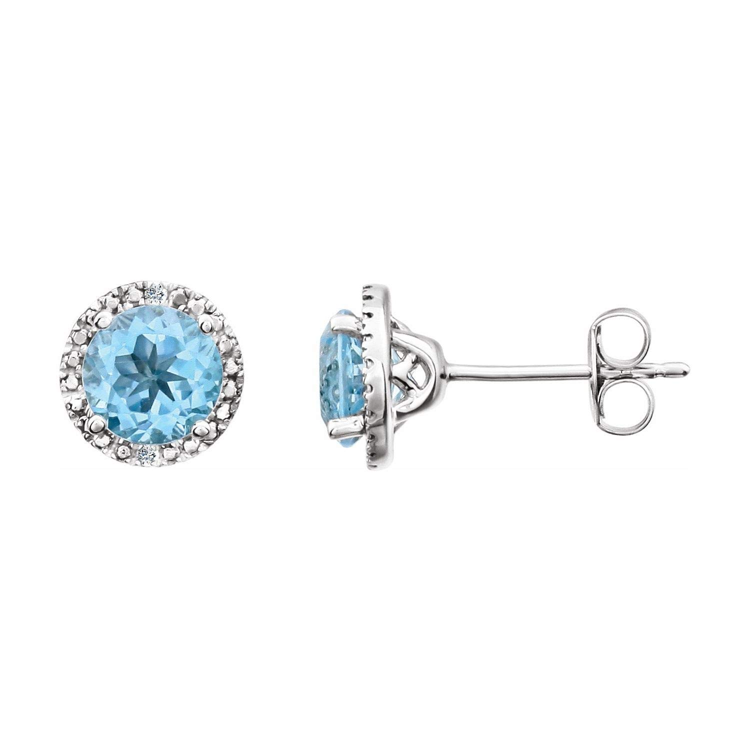 0.01 CTW Natural Diamond & Gemstone Sterling Silver Stud Earrings for Women - Perfect Gift for Birthday, Anniversary & Everyday Elegance