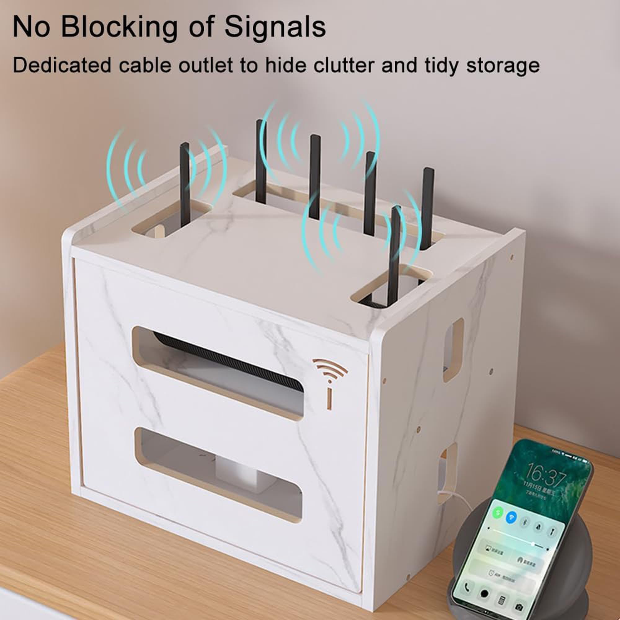 Catekro WiFi Router Storage Box - Stylish Cabinet to Hide Router and Modem, Decorative Cover for Home & Office (White) | Perfect for Living Room, Bedroom, or Workspace Organization