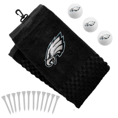 Philadelphia Eagles NFL Embroidered Towel, Golf Balls & Tees Gift Set for Fans - Perfect for Game Day, Tailgating & Sports Enthusiasts