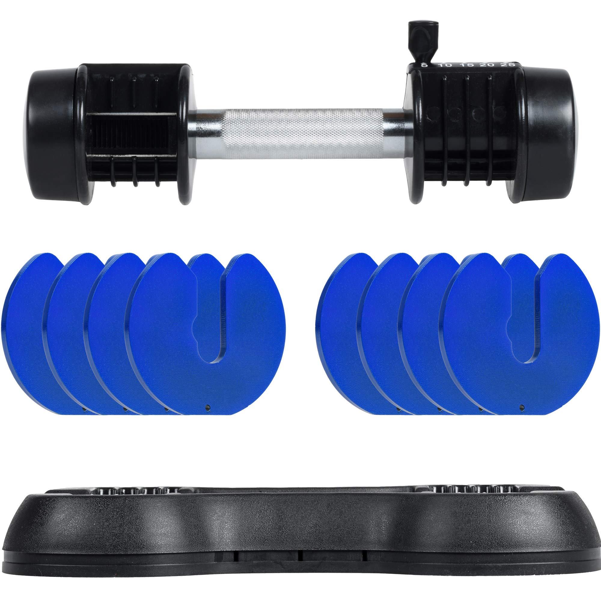 25 lbs Adjustable Dumbbell Set with Quick-Change Weight Plates - Home Gym Equipment for Strength Training, Muscle Building & Full Body Workouts (Blue) - Perfect for Small Spaces, Home Fitness & Personal Training