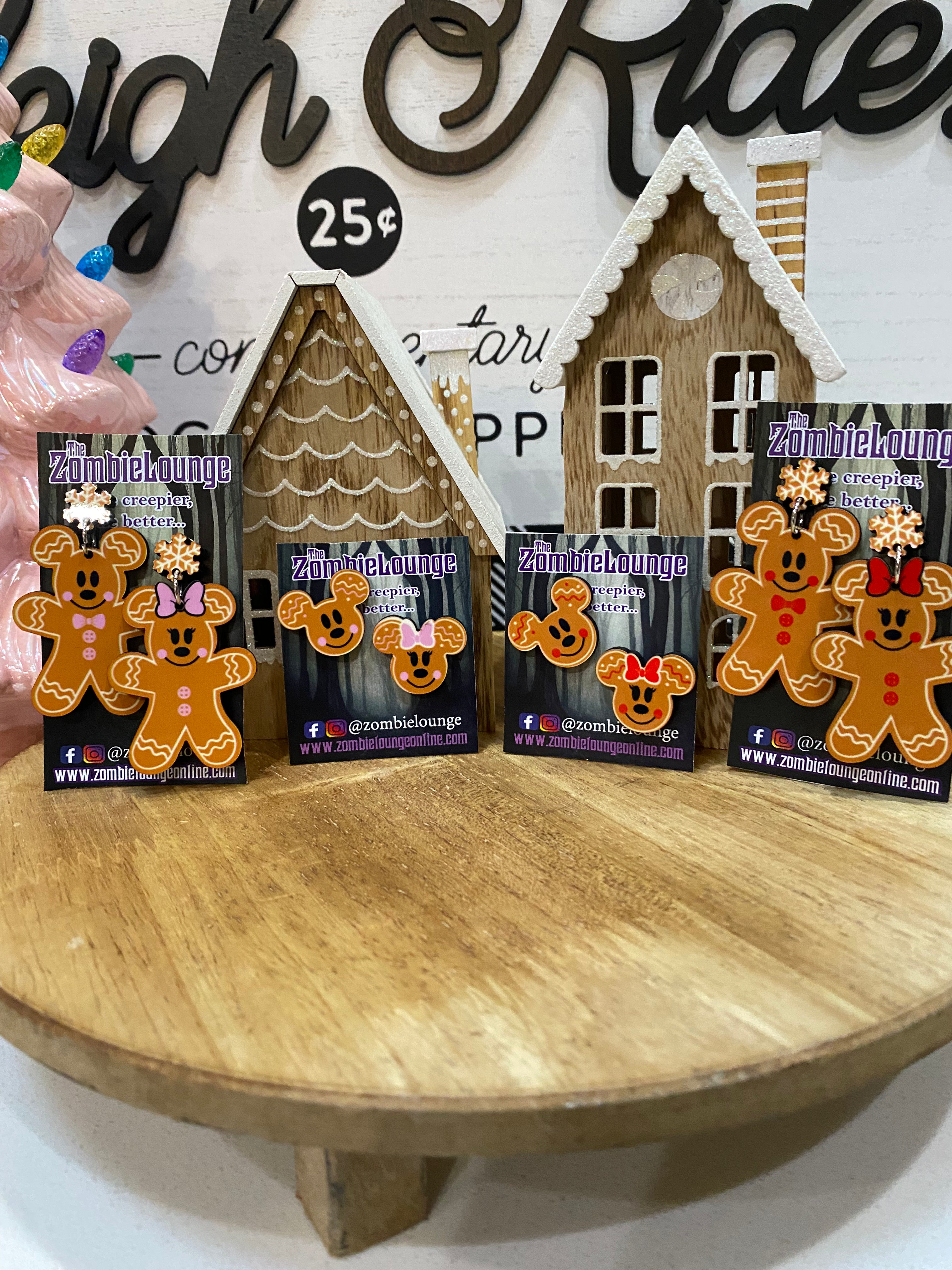 Gingerbread Mouse Earrings - Festive Holiday Jewelry for Christmas & Winter - Perfect for Parties, Gifts & Disney Themed Outfits
