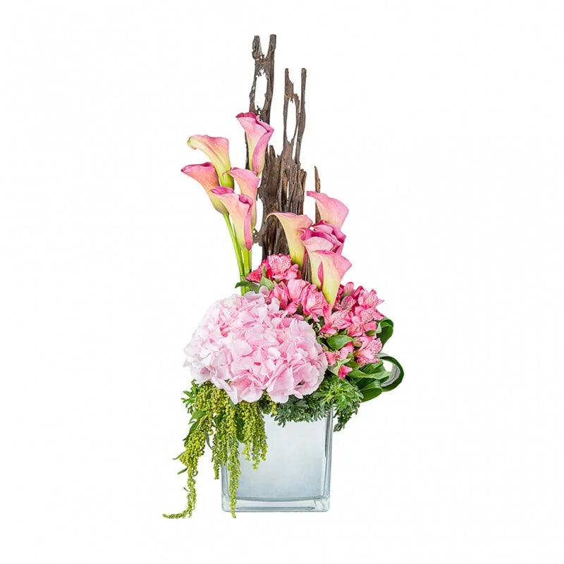 Beautiful Hydrangea and Calla Lily Floral Arrangement in Glass Vase - Perfect for Home Decor, Wedding Centerpieces & Gift Giving