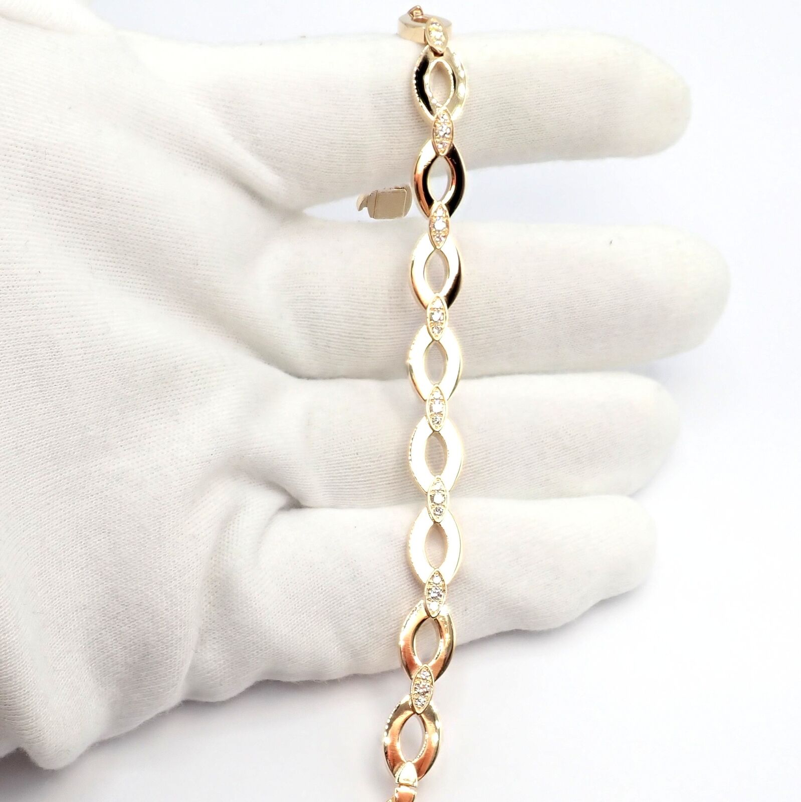 Authentic Cartier 18K Yellow Gold Diamond Diadea Link Bracelet & Earrings Set for Women - Luxury Jewelry Gift for Anniversary, Wedding & Special Occasions