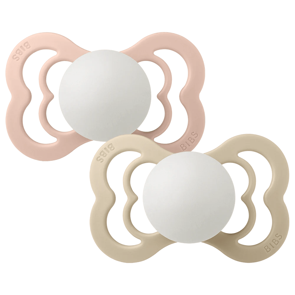 BIBS Pacifier Supreme Silicone Baby Soothers - BPA Free, Orthodontic Nipple (6-18 Months, 2-Pack) - Perfect for Newborns, Infants & Toddlers for Daytime & Nighttime Comfort