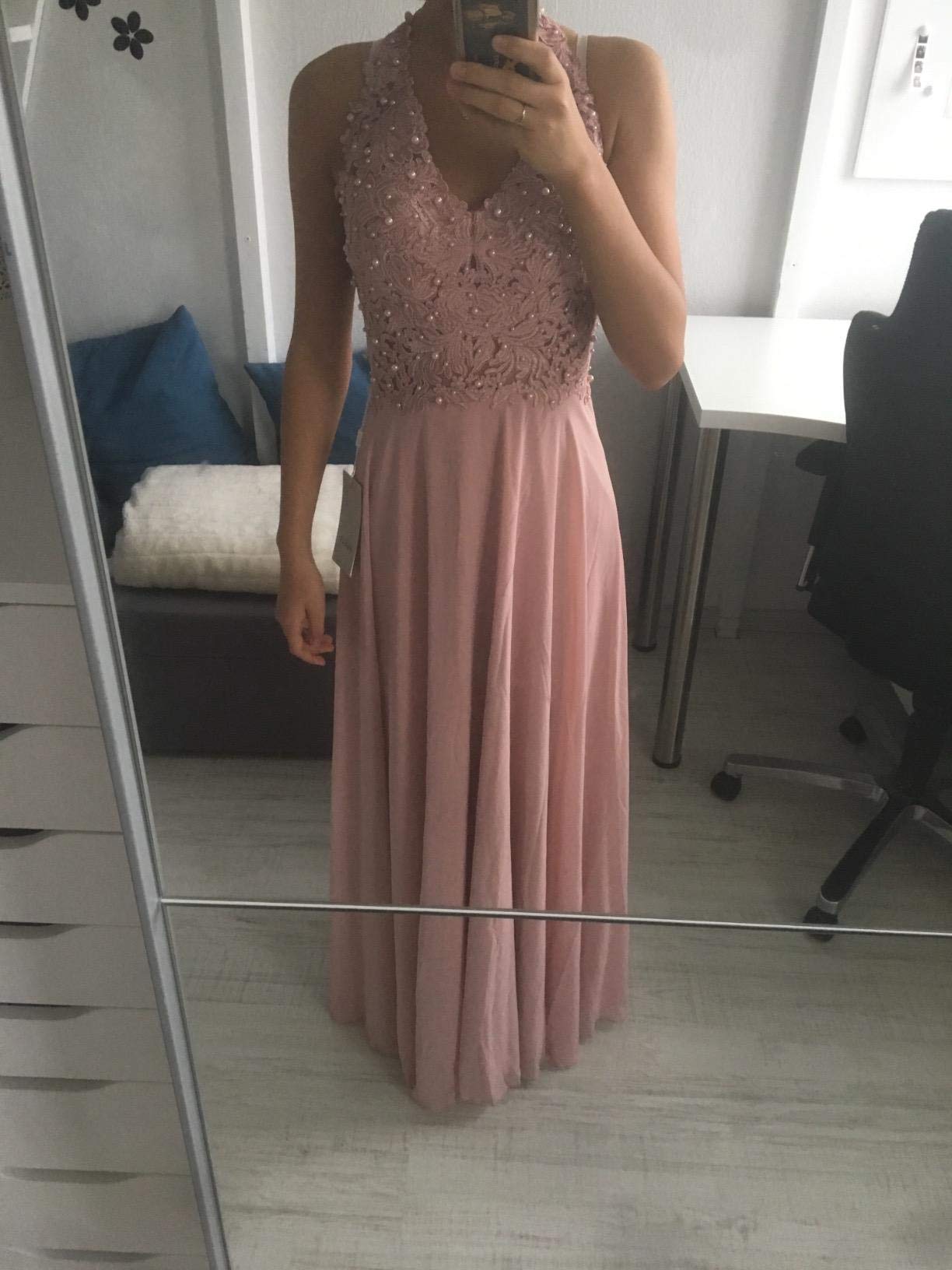 Elegant Golden Lace Chiffon Bridesmaid Dress for Women - Floral Formal Guest Dress for Weddings, Parties & Special Occasions