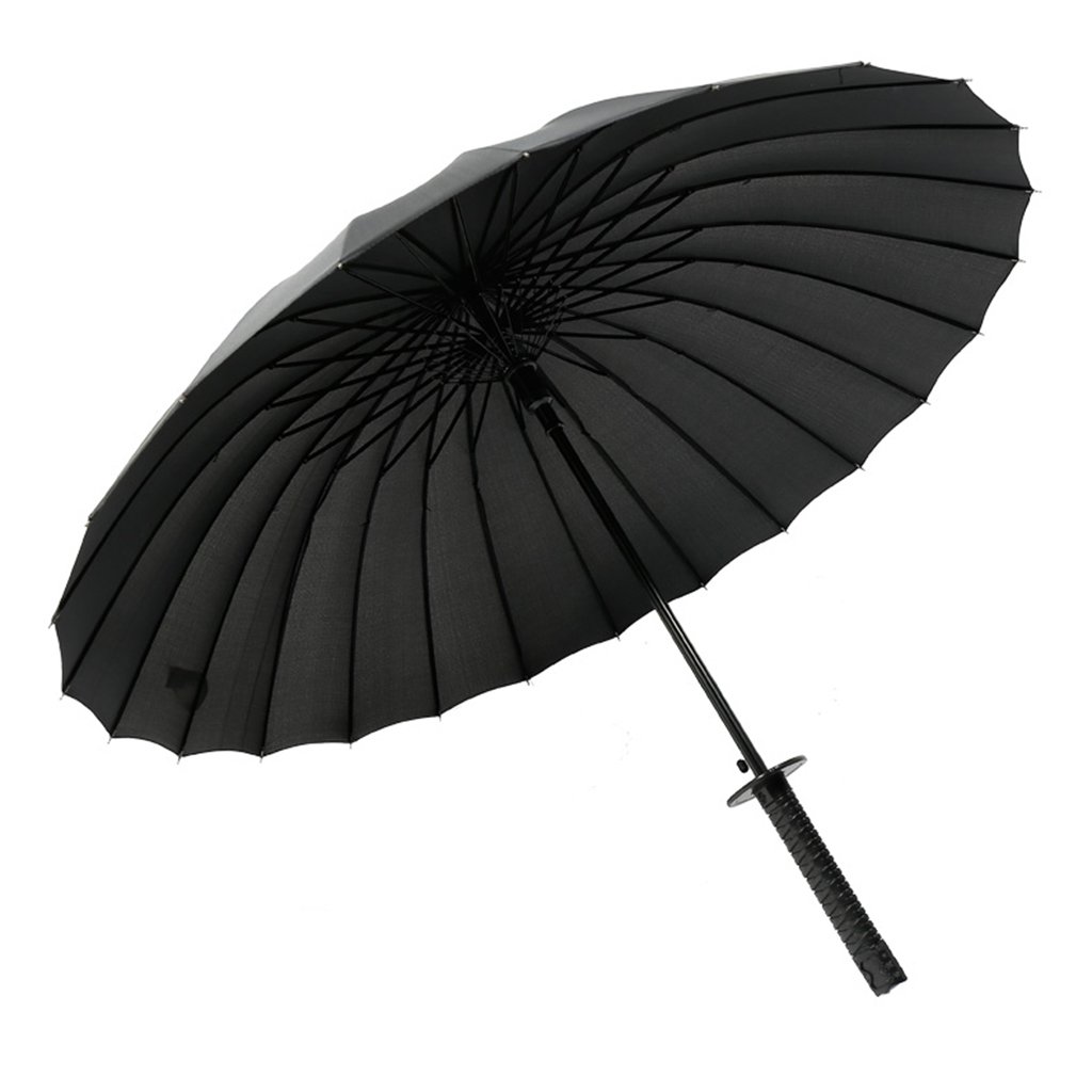 Katana Umbrella - 16 Rib Windproof & Rainproof Reinforced Frame with Straight Handle - Durable for Heavy Rain & Strong Winds - Perfect for Outdoor Activities, Commuting & Travel (24 Rib Umbrella Stand)