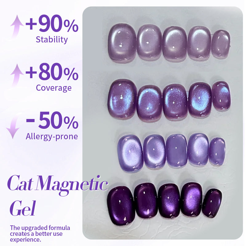 Purple Collection Cat Magnetic Gel Nail Polish 10ml - Long Lasting UV LED Nail Art for Salon & Home Manicure