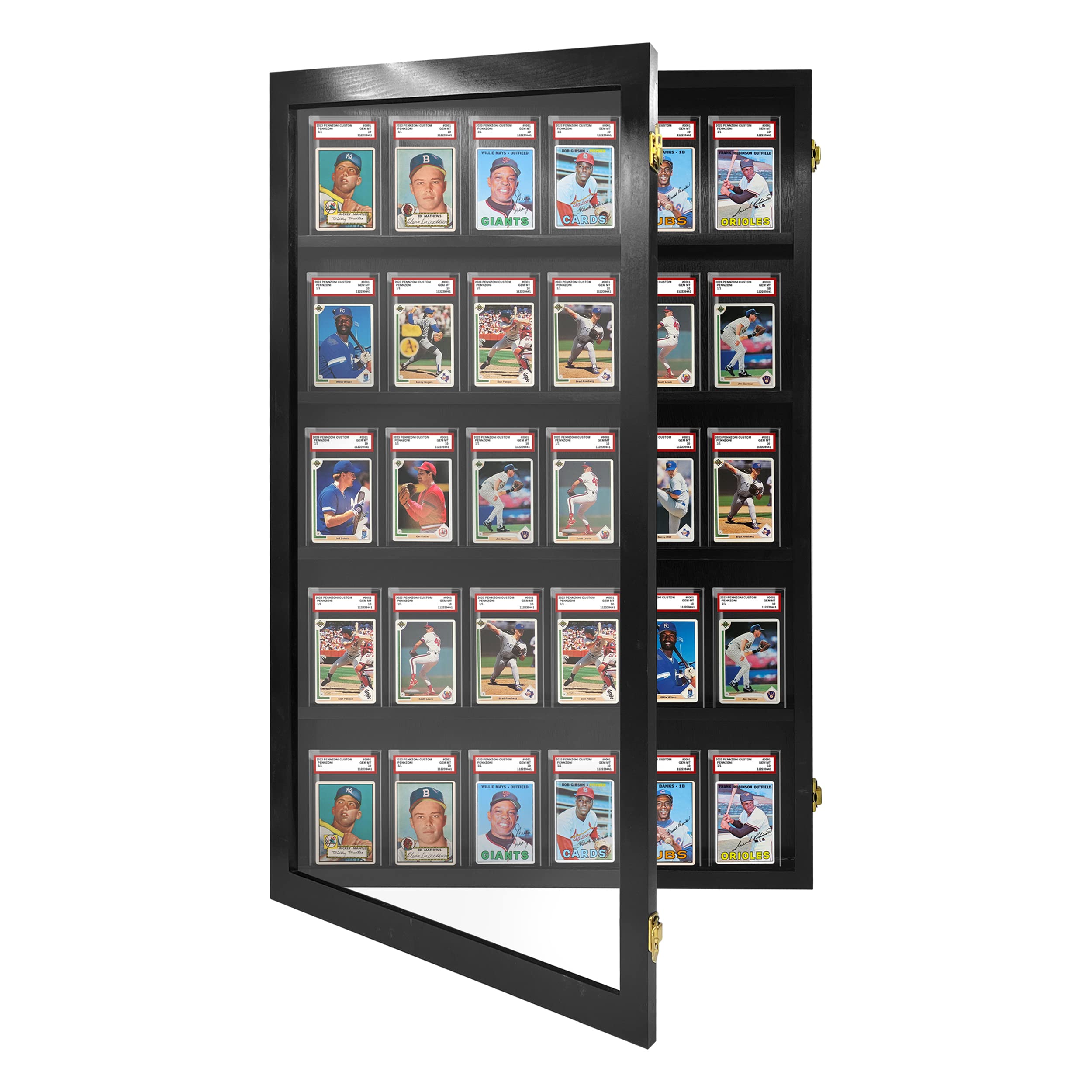 35 Graded Baseball Card Display Case - Lockable Sports Card Frame with UV Protection for PSA Graded Cards - Perfect for Pokemon, Football & Basketball Card Collections - Ideal for Home Display, Office Decor & Collector Showcases