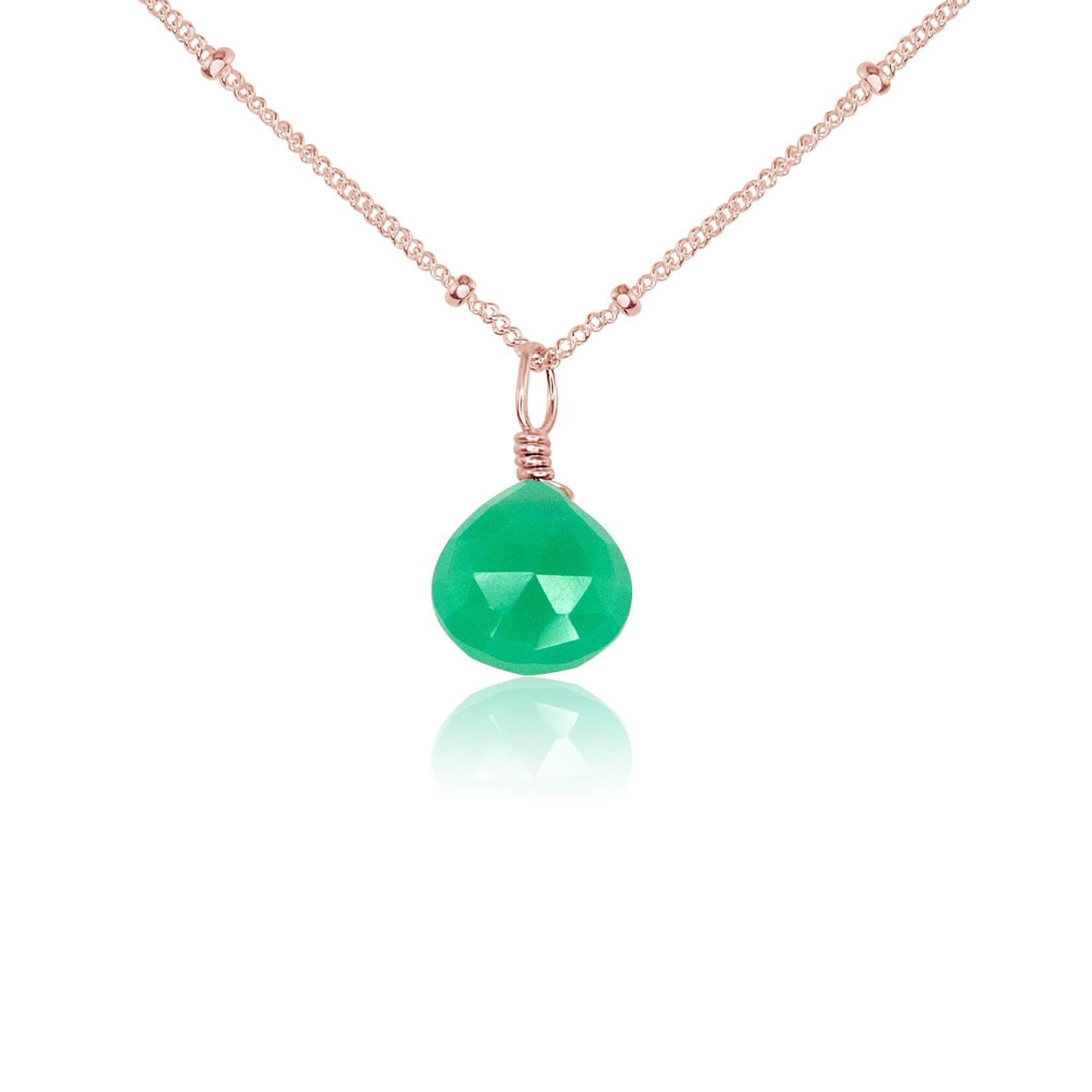 Natural Chrysoprase Teardrop Crystal Pendant Necklace for Women - Healing Stone Jewelry for Meditation, Yoga & Spiritual Gifts