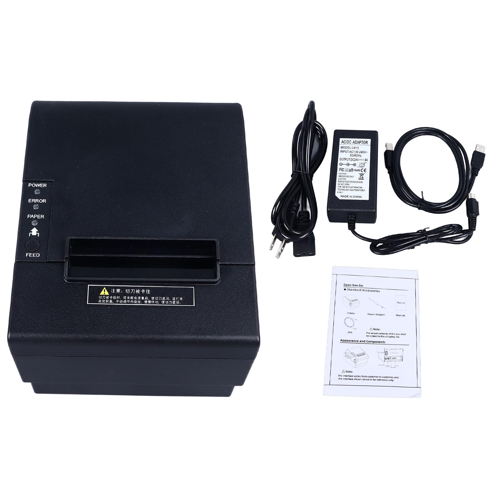 Syrisora 80mm Thermal POS Printer - USB & Bluetooth Receipt Printer for Restaurant, Kitchen, Retail with Auto Cutter - 100-240V US Plug - Ideal for Fast Food, Coffee Shops & Small Businesses