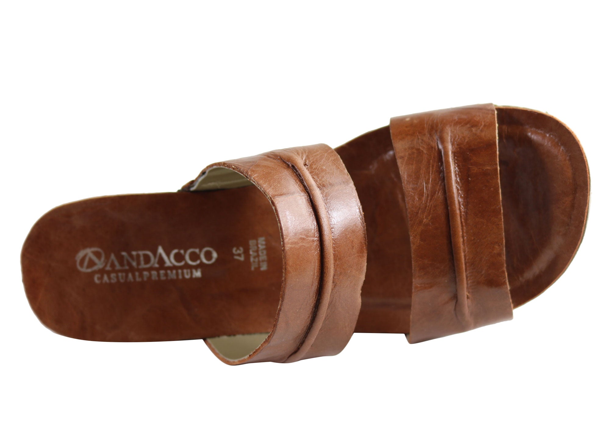 Andacco Meadow Women's Leather Mid Heel Slide Sandals - Comfortable & Stylish Brazilian Made Shoes for Summer, Beach, and Casual Outings