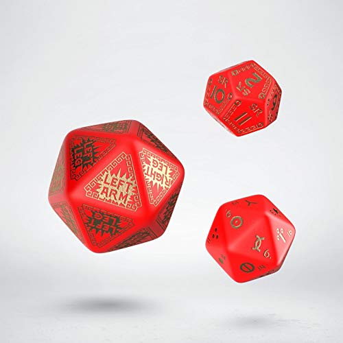 Q-Workshop Runequest Red & Gold RPG Dice Set - 7-Piece Polyhedral Dice for Dungeons & Dragons, Pathfinder & Tabletop Roleplaying Games - Perfect for Fantasy Adventures & Game Nights