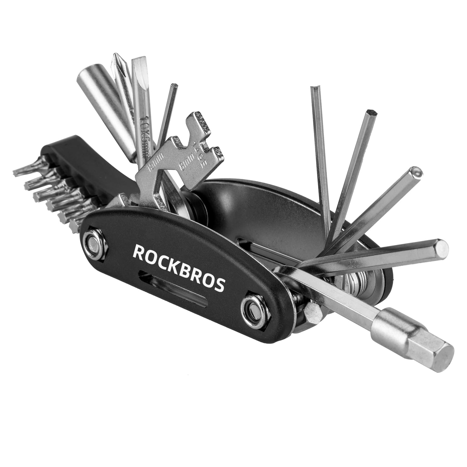 ROCKBROS 16-in-1 Bike Repair Tool Kit - Portable Folding Multi-Tool with Allen Wrench & Tire Levers for Cycling Maintenance | Perfect for Road Bikes, Mountain Bikes & Commuting