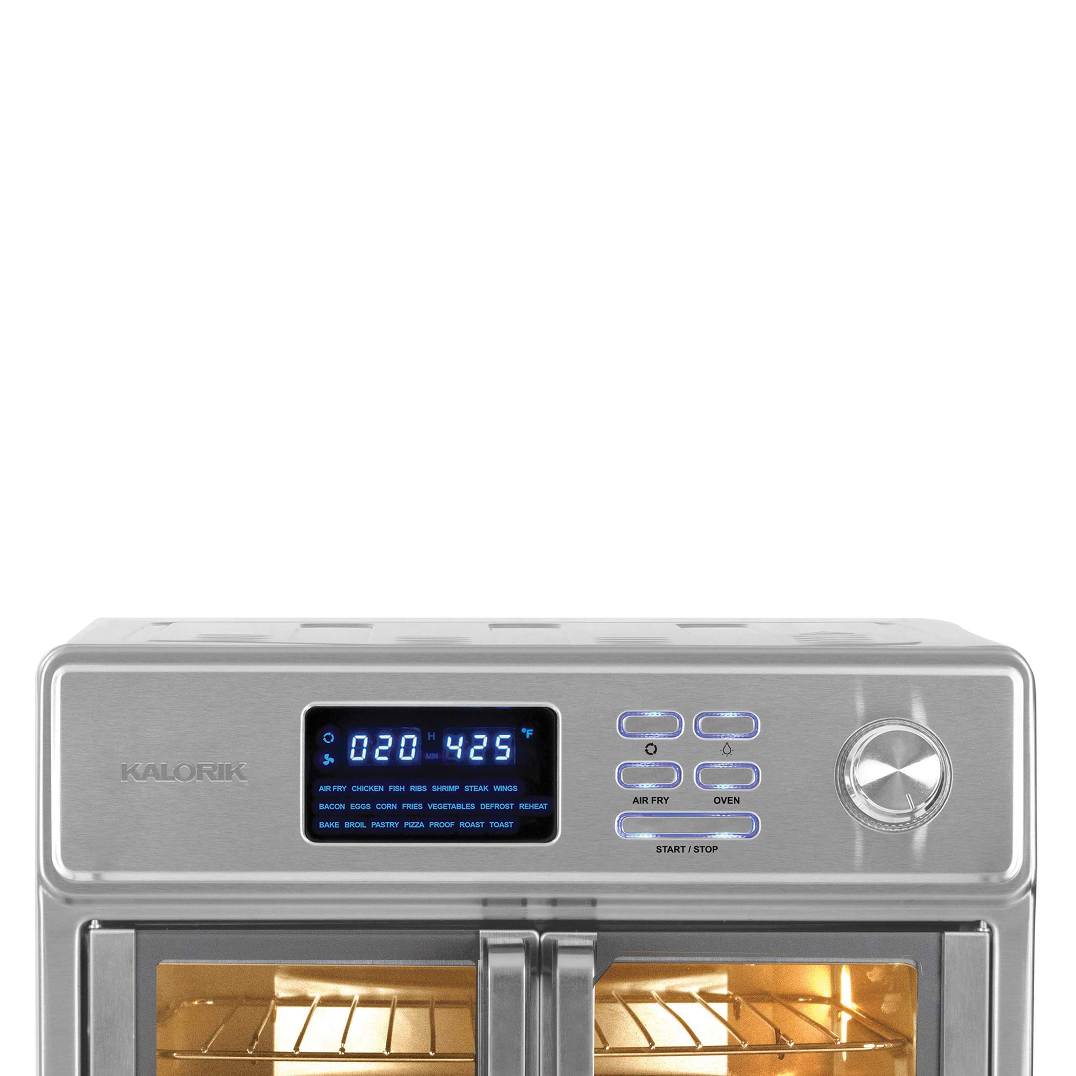 Kalorik 26 QT Digital Maxx Air Fryer Oven - 7-in-1 Multi-Function Countertop Convection Oven with Rotisserie, Dehydrator, Toaster & Slow Cooker | Includes Cookbook | 500°F Fast Heating | Extra Large Capacity Stainless Steel Appliance | Perfect for Family Cooking, Meal Prep & Healthy Air Fried Recipes (Model AFO 47269 SS)