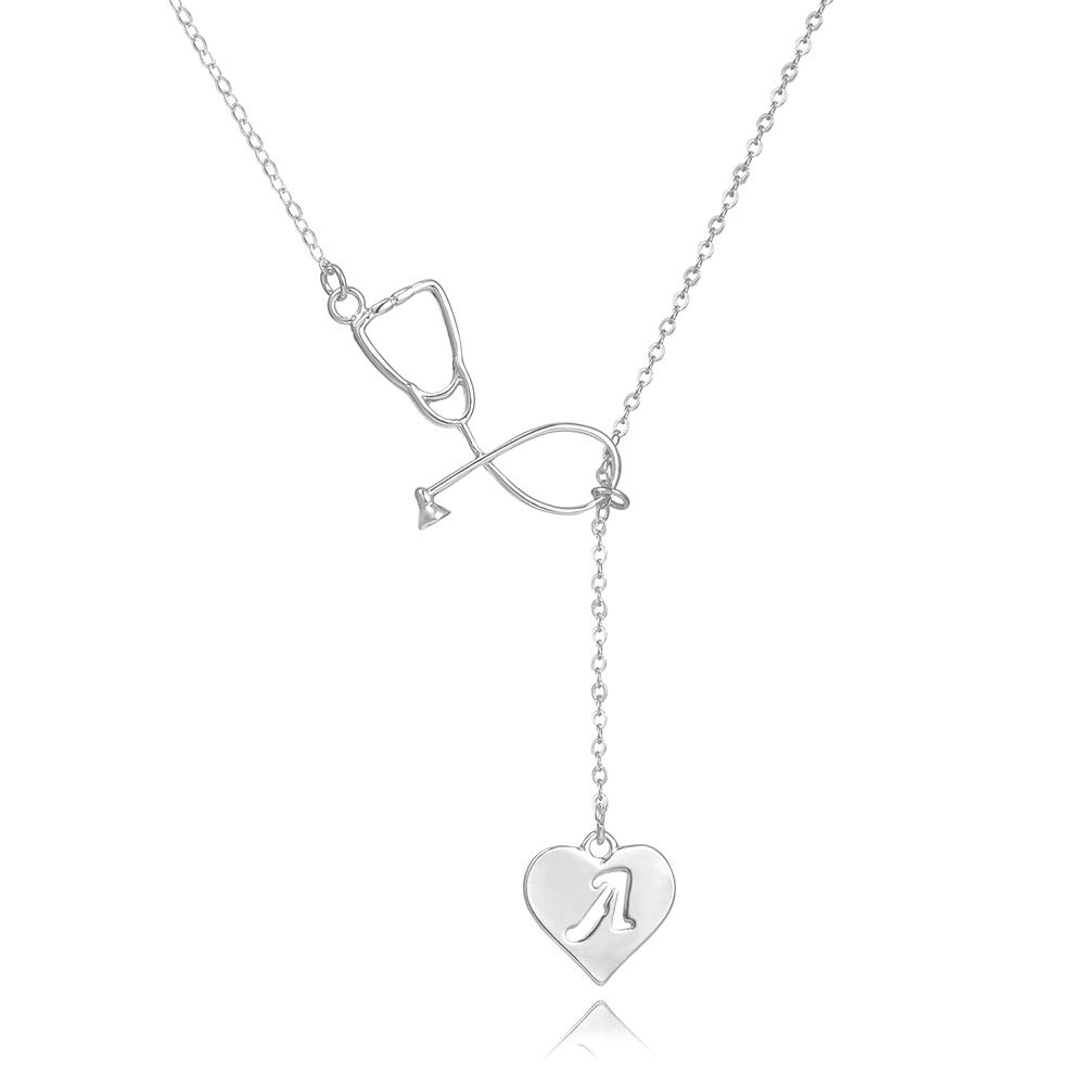 **Personalized Nurse Necklace for Women - Engraved Initial Nursing Graduation Gift, Nurse Appreciation Jewelry for Nurses Week, Student Nurse Gift Idea - Perfect for Clinicals, Work & Special Occasions**