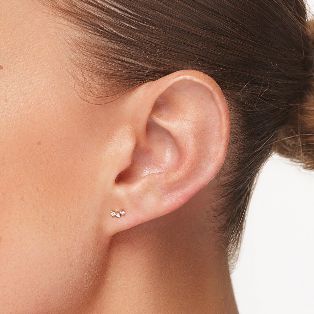 10k Gold Lab-Grown Diamond Trio Bar Stud Earrings – Perfect for Everyday Wear, Gifts & Special Occasions