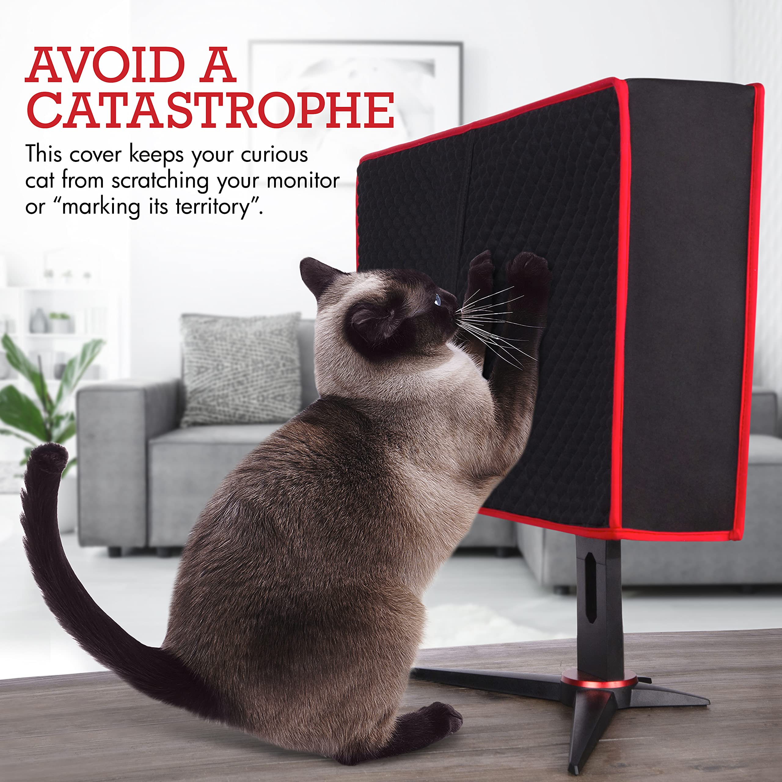 34 Inch Premium Gaming Monitor Cover - Dust, Water & Cat Resistant PC Monitor Protector in Red & Black for Desktops & Gaming Computers | Perfect for Home Office, Gaming Setup & Computer Protection