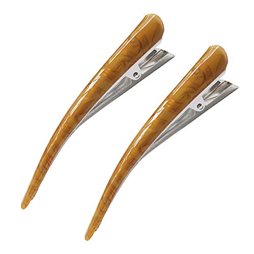 2 Pack Large Metal Beak Duckbill Alligator Hair Clips for Thick or Heavy Hair - No Slip Grip, High Light Transmission Acetate Hair Barrettes - Perfect for Styling, Updos, Ponytails & Hair Accessories (Beige)