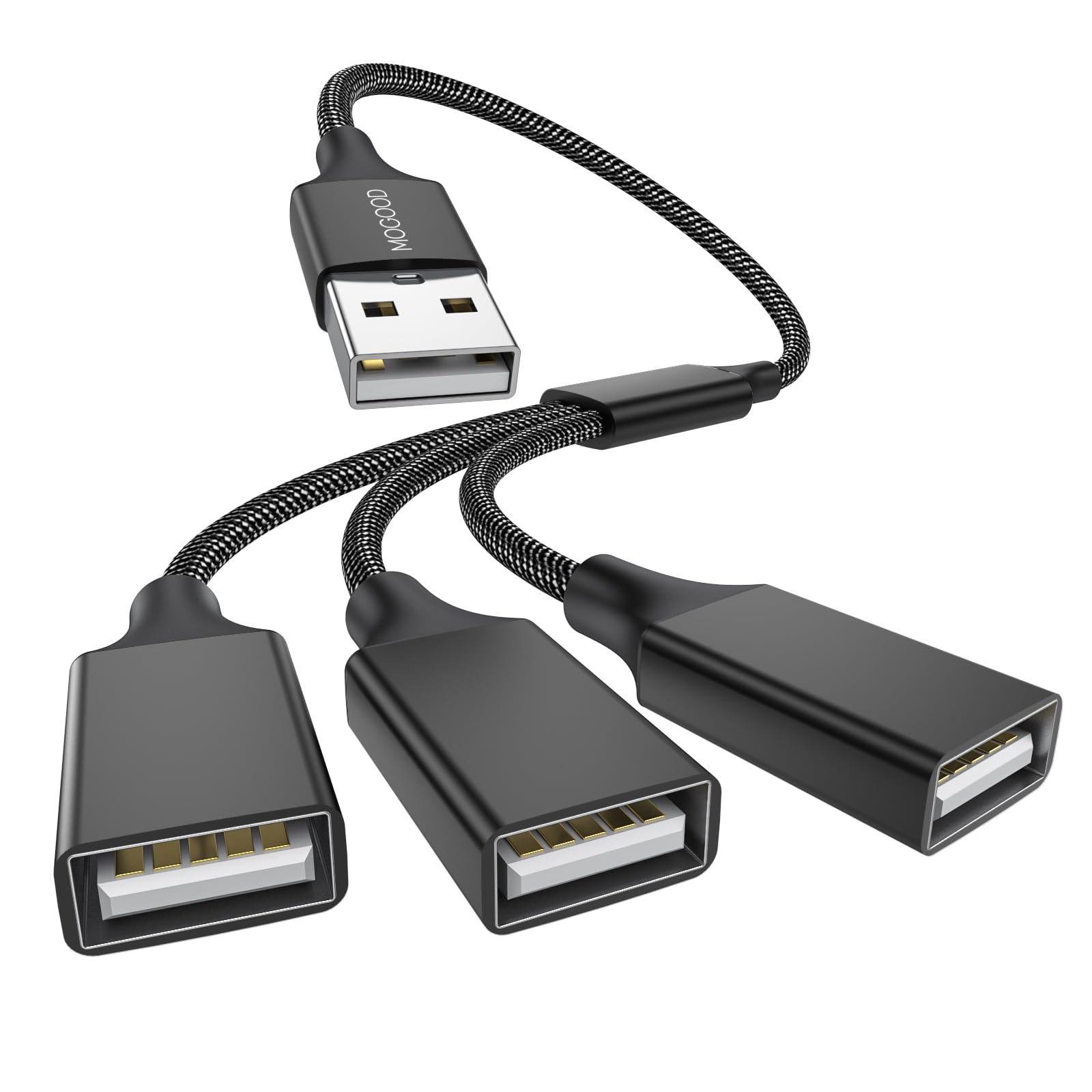 3 in 1 USB Splitter Cable - 1 Male to 3 Female USB 2.0 Adapter for Charging & Data Transfer - Compatible with Laptop, Mac, PC, Phone - Multi-Port USB Hub Extension for Home, Office & Travel Use
