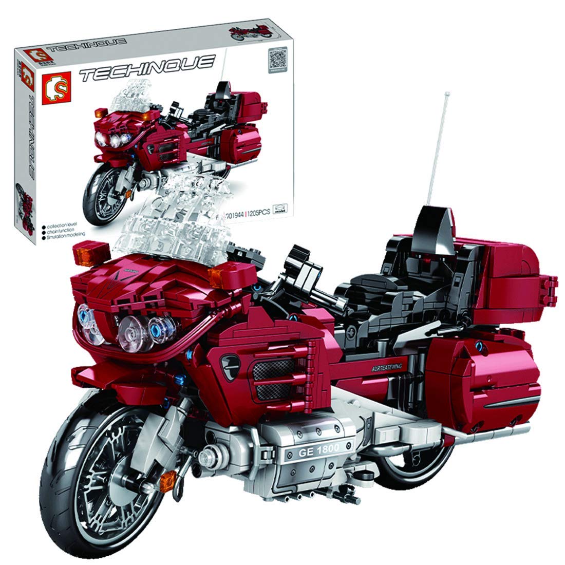 Honda Gold Wing Technic Building Blocks Motorcycle Model Kit - 1205 Pieces MOC Construction Toy, Compatible with Lego - Collectible Motorcycle Model for Adults & Kids, Perfect for Display & Creative Play